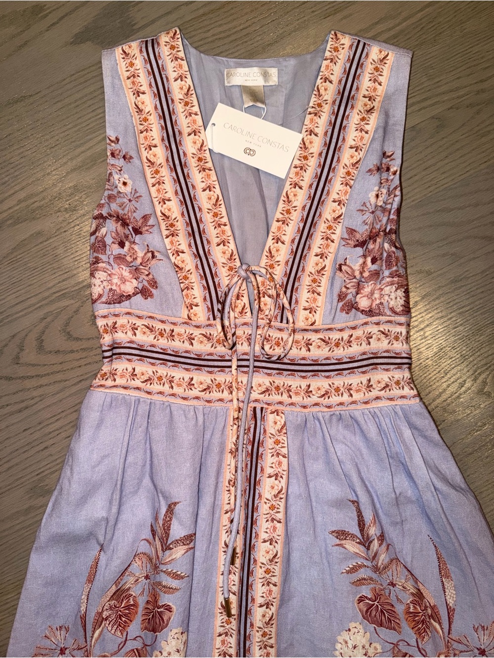 Caroline Constas Lavender Floral Maxi Dress sz XS - Picture 4 of 5